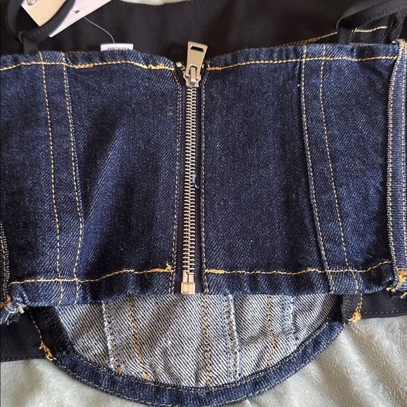 Forever 21 Black and Denim Crop Top - Picture 7 of 7
